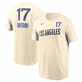 Men's Brooklyn Dodgers #17 Shohei Ohtani Cream 2024 City Connect Fuse Name & Number T-Shirt,baseball caps,new era cap wholesale,wholesale hats